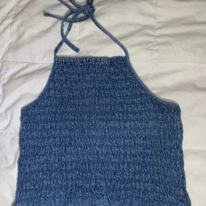 America Eagle Jean Halter-Top with Ruffles